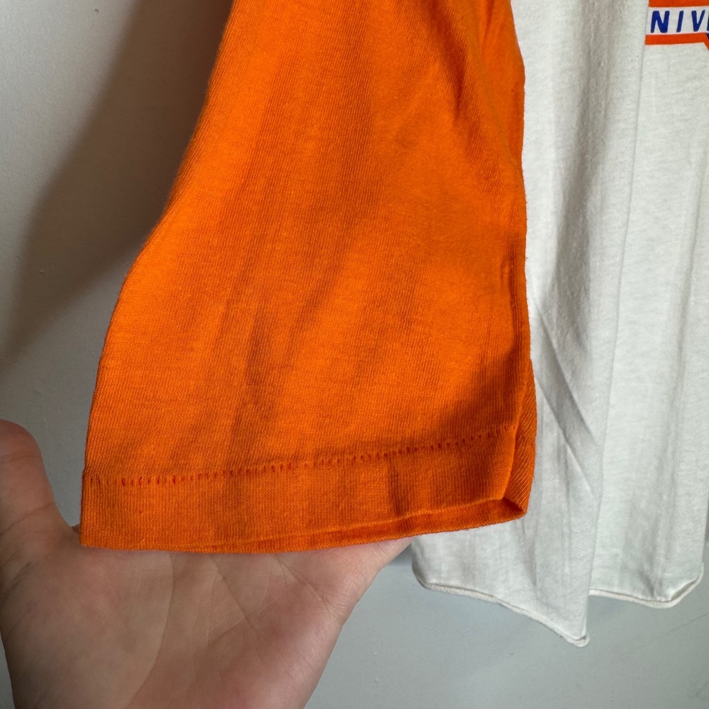 Vintage 1985 NY Mets 25th Anniversary Handtex Raglan Shirt Orange White Large - Picture 3 of 8